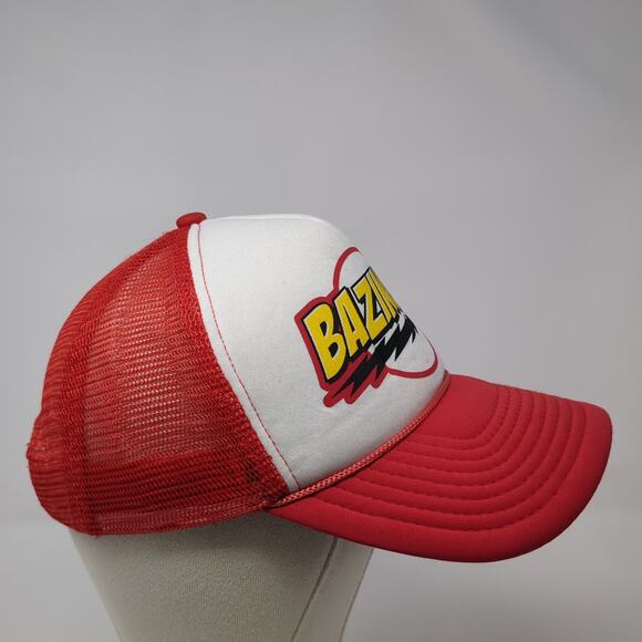 Bazinga Snapback Trucker Hat Red OS Adjustable Mesh Back The Big Bang Theory - Picture 4 of 10